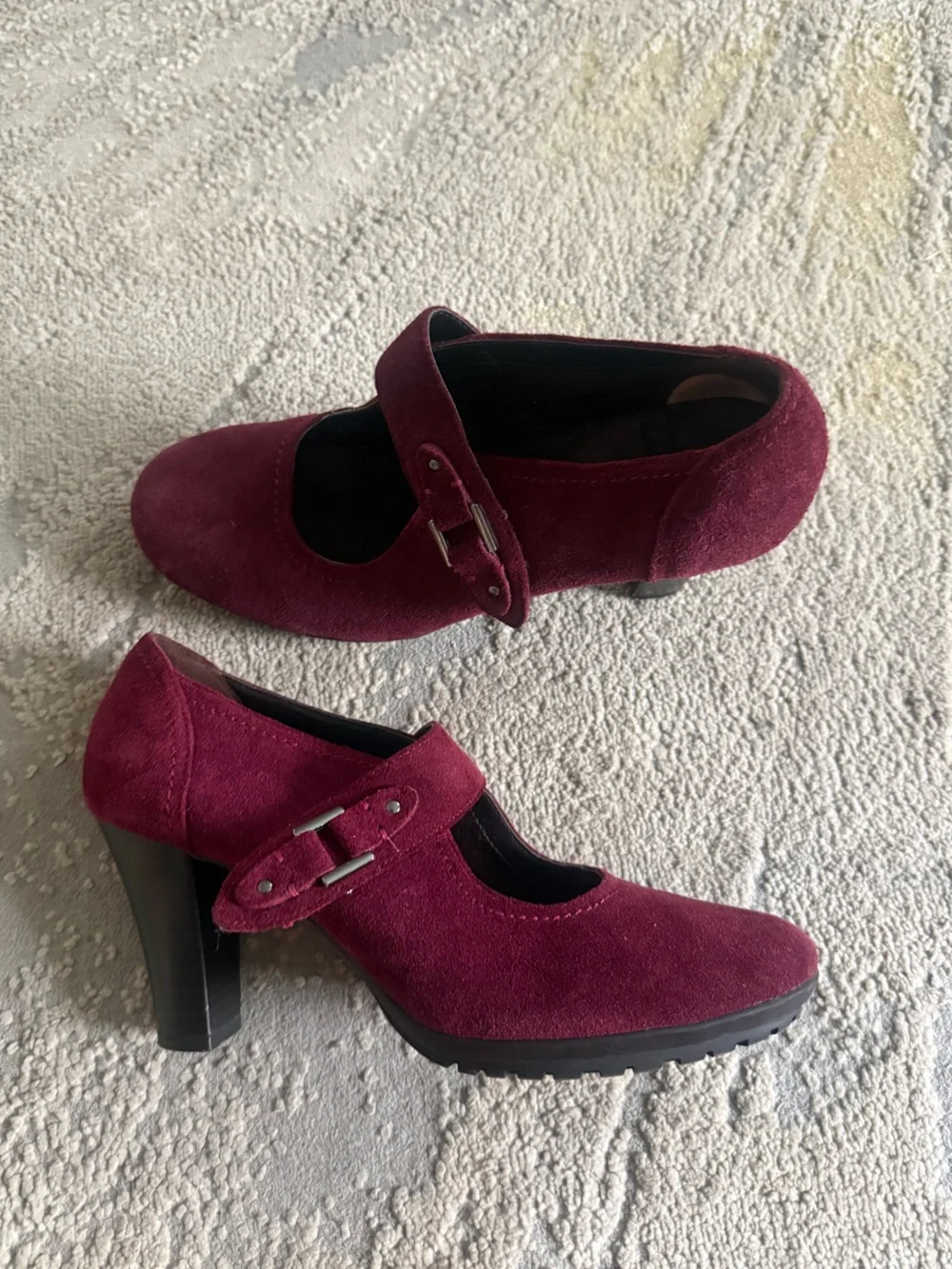 AEROSOLES Wine Burgundy Suede Mary Jane Heels comfort pumps 10